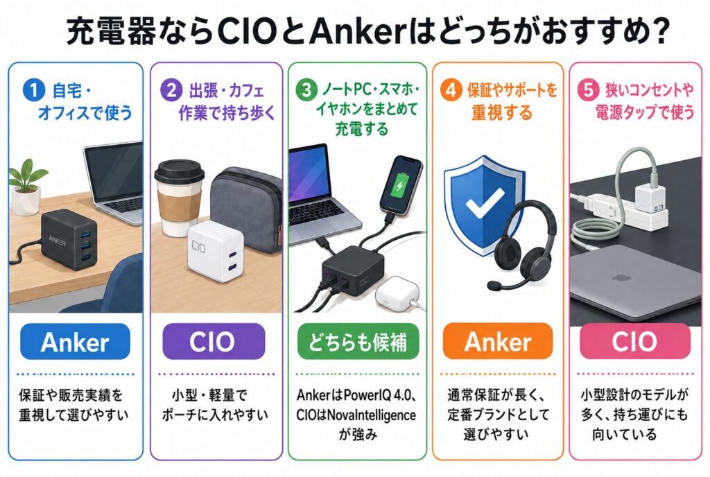 充電器ならCIOとAnkerはどっちがおすすめ?