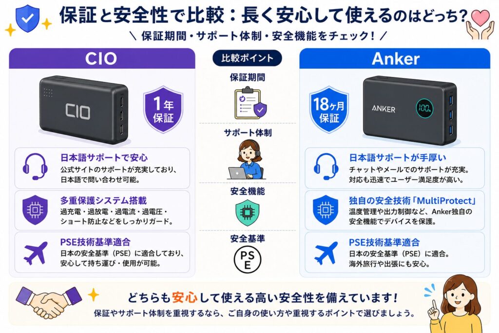 保証と安全性で比較
